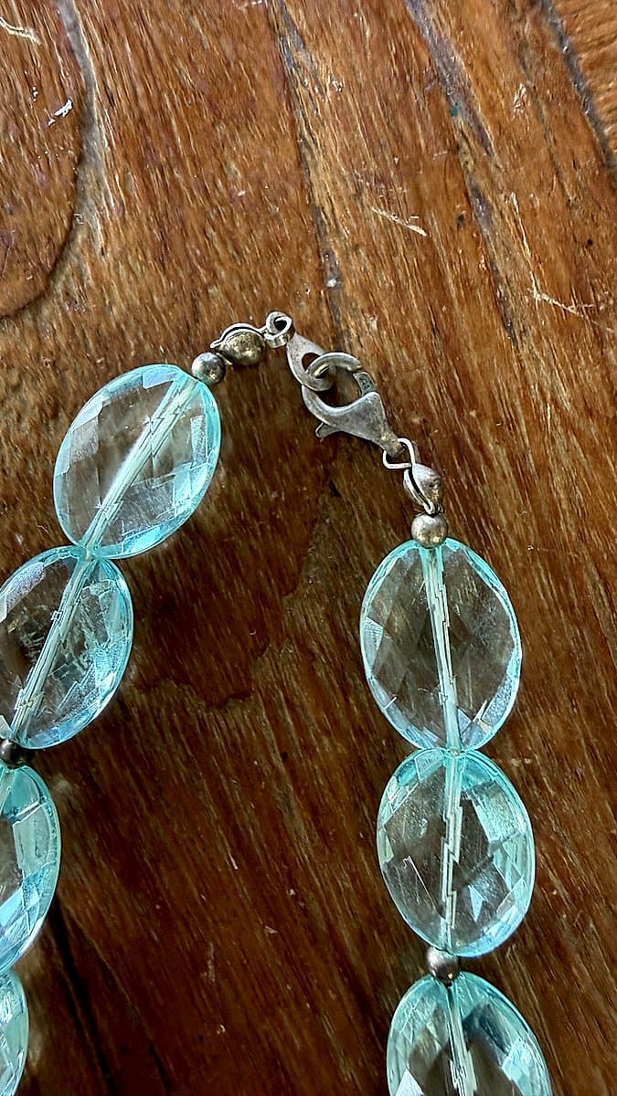 Faceted Aqua Crystal Bead Necklace photo 2