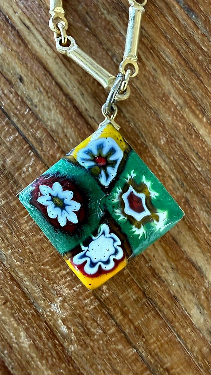 Vintage Millefiori Glass Pendant Necklace photo 2