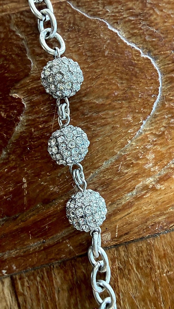 Silver Pavé Crystal Ball Station Bracelet photo 2