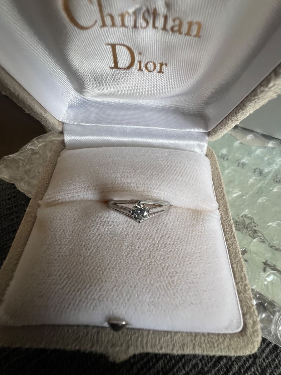 Christian Dior Platinum Solitaire Diamond Ring 0.237ct VVS2 F
