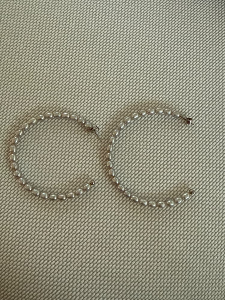 Sterling Silver Pearl Hoop Earrings